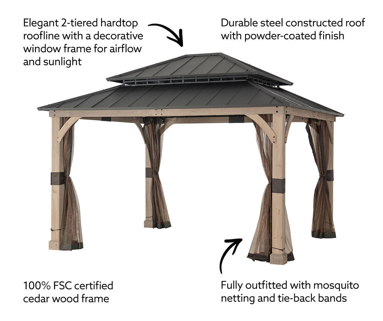 Broyhill 10 x 12 Yorktown Hard Top Wood Gazebo | Big Lots