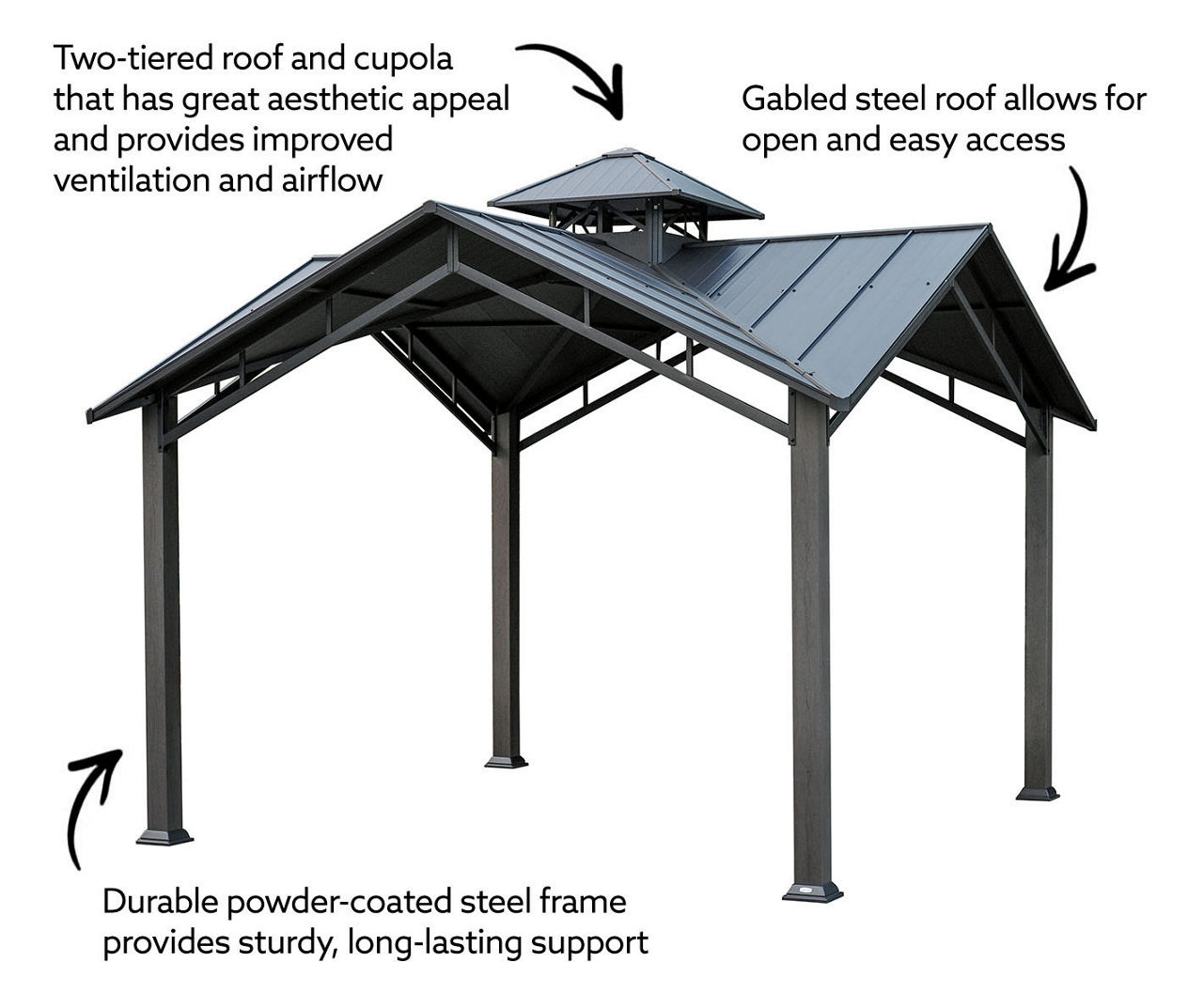 Broyhill 12' x 12' Pembroke Hard Top Steel Pavilion | Big Lots