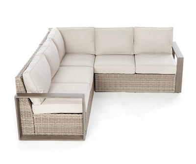 Broyhill Crestfield All-Weather Wicker Cushioned Patio Sectional & Ottoman Set