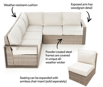 Broyhill Crestfield All-Weather Wicker Cushioned Patio Sectional