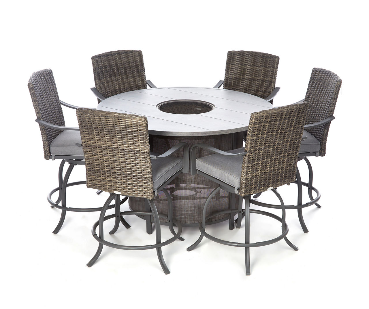 Broyhill Pembroke 7 Piece Cushioned Patio Fire Pit Dining Set