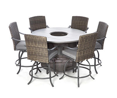 Broyhill Pembroke 7-Piece Cushioned Patio Fire Pit Dining Set
