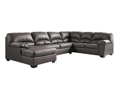 Signature Design By Ashley Aberton Gray Faux Leather 3-Piece Sectional with Left-Facing Chaise