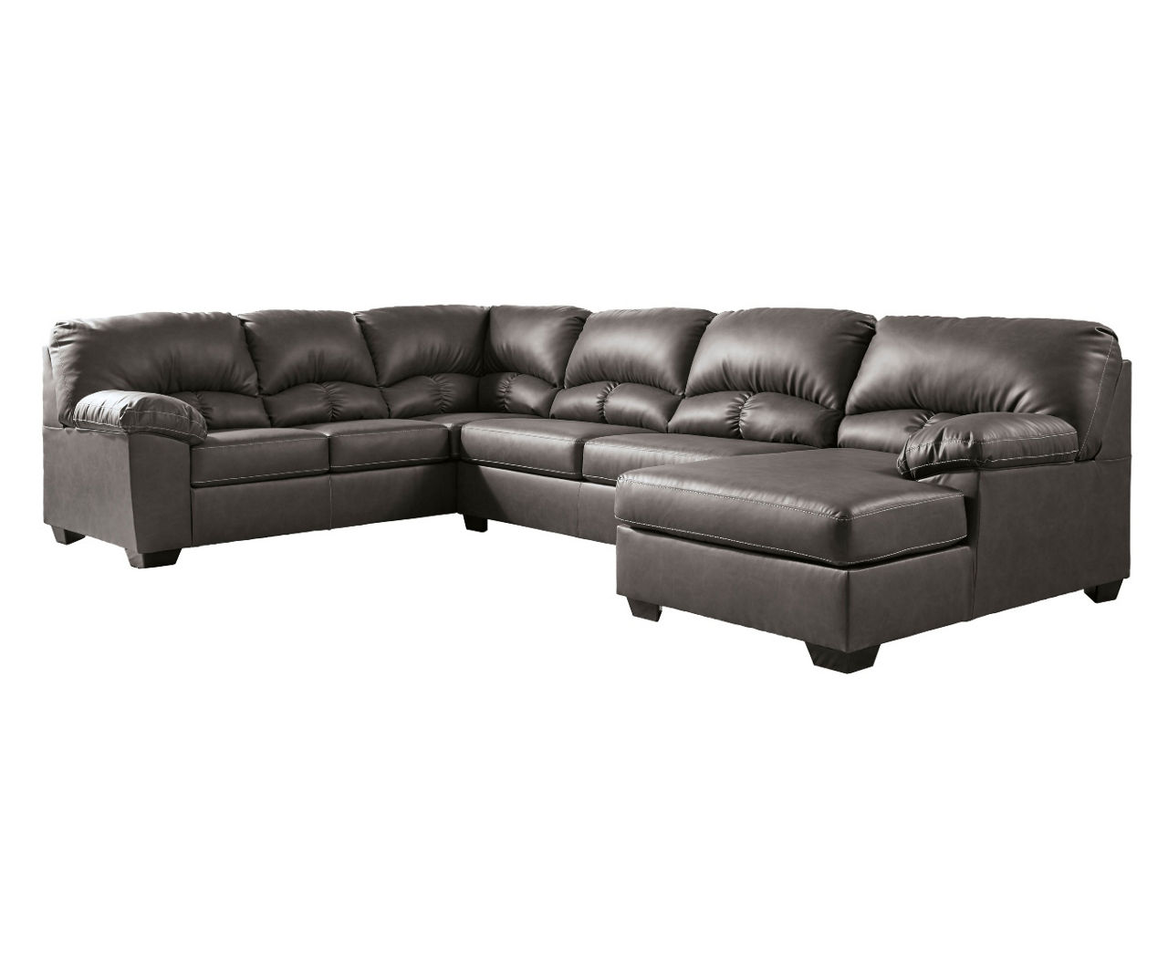 IBIZA GRAY LEATHER GEL SECTIONAL AND OTTOMAN SET (SALE