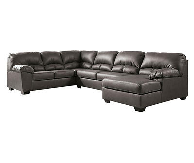 Signature Design By Ashley Aberton Gray Faux Leather 3-Piece Sectional with Right-Facing Chaise