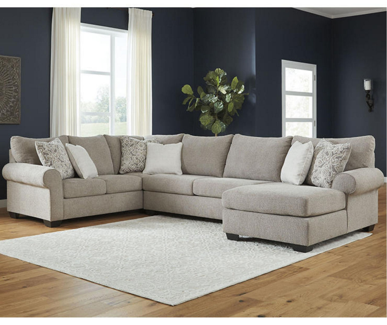 Signature Design By Ashley Baranello Stone 3-Piece Sectional with Right ...