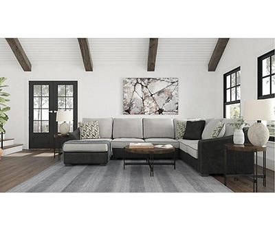 Signature Design By Ashley Bilgray Gray Faux Leather 3-Piece Sectional with Left-Facing Chaise