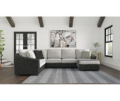 Signature Design By Ashley Bilgray Gray Faux Leather 3-Piece Sectional with Right-Facing Chaise