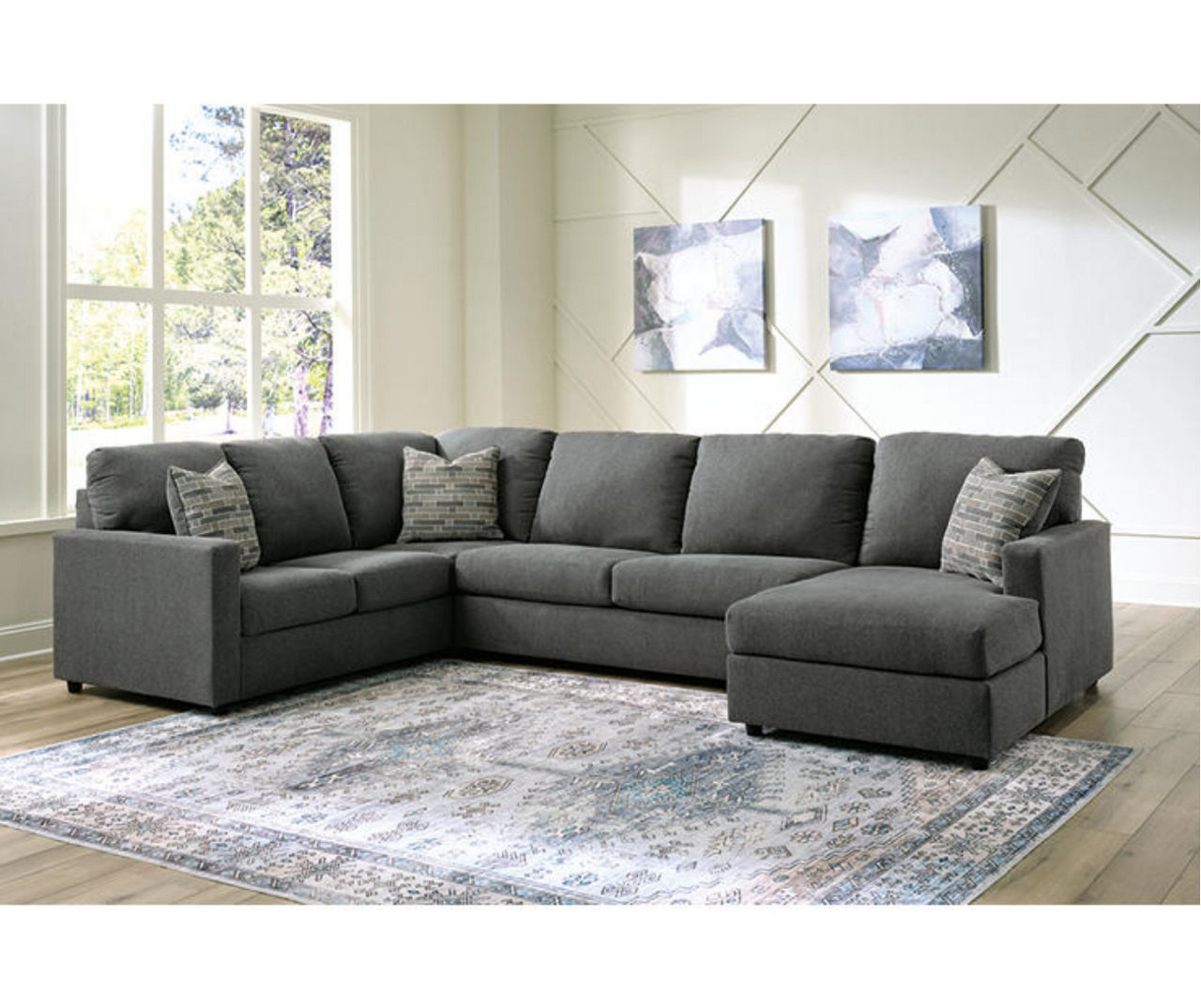 Signature Design By Ashley Edenfield Charcoal 3-Piece Sectional with Right-Facing Chaise