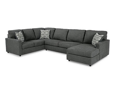 Signature Design By Ashley Edenfield Charcoal 3-Piece Sectional with Right-Facing Chaise
