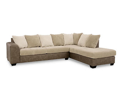 Signature Design By Ashley Keskin Corduroy Faux Leather Sectional with Right-Facing Chaise