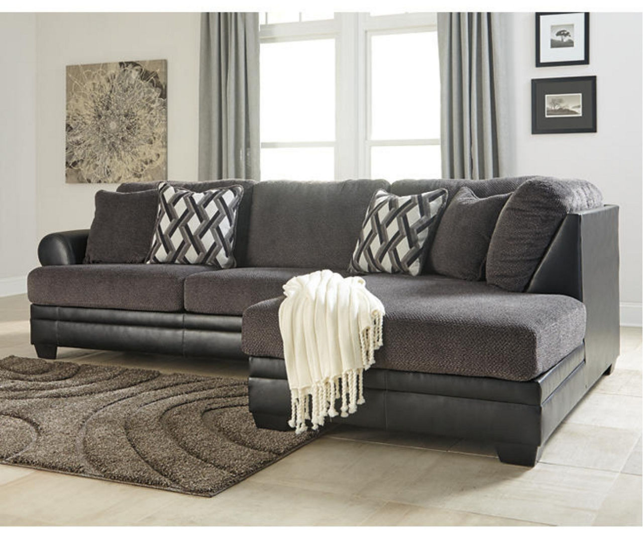 Faux leather deals sectional big lots