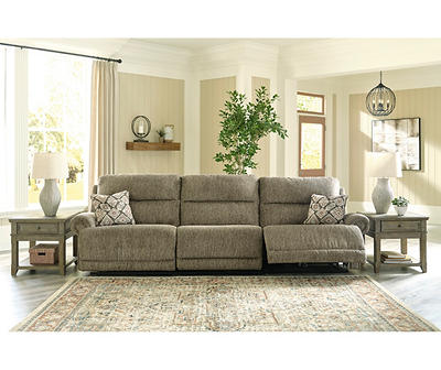 Signature Design by Ashley Lubec Taupe Faux Leather 3-Piece Power Reclining Sofa