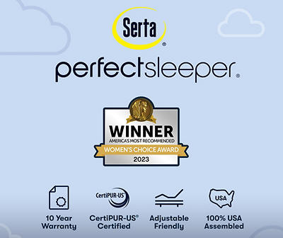 Serta Perfect Sleeper Midsummer Nights 10.5" Queen Plush Mattress & Low Profile Box Spring Set