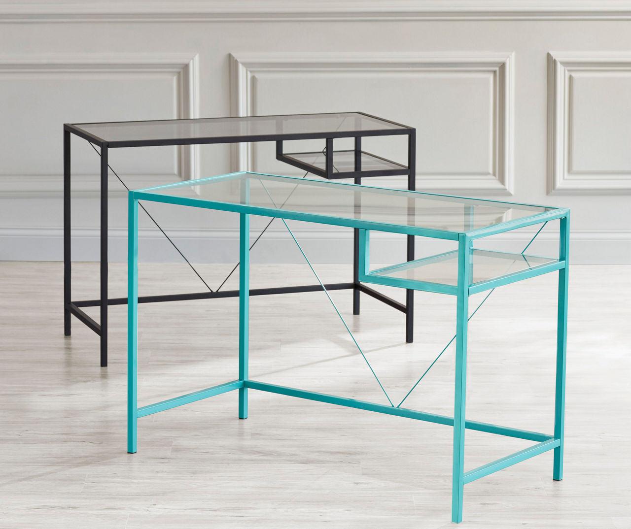 Narrow deals glass desk