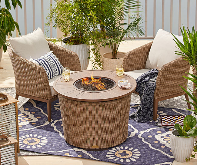 Patio fire pit store seating set