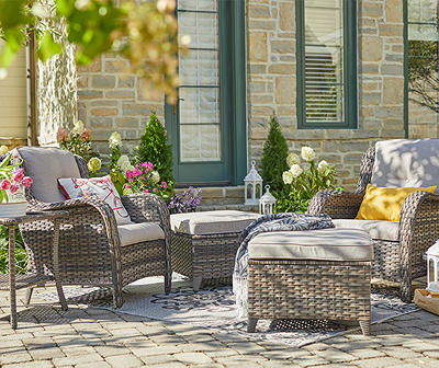 Real Living Oakmont Gray 5-Piece Cushioned Patio Chat Set