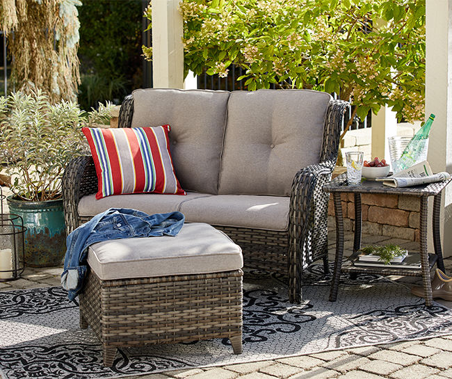 Real Living Oakmont Gray 3 Piece Small Space Cushioned Patio Seating Collection