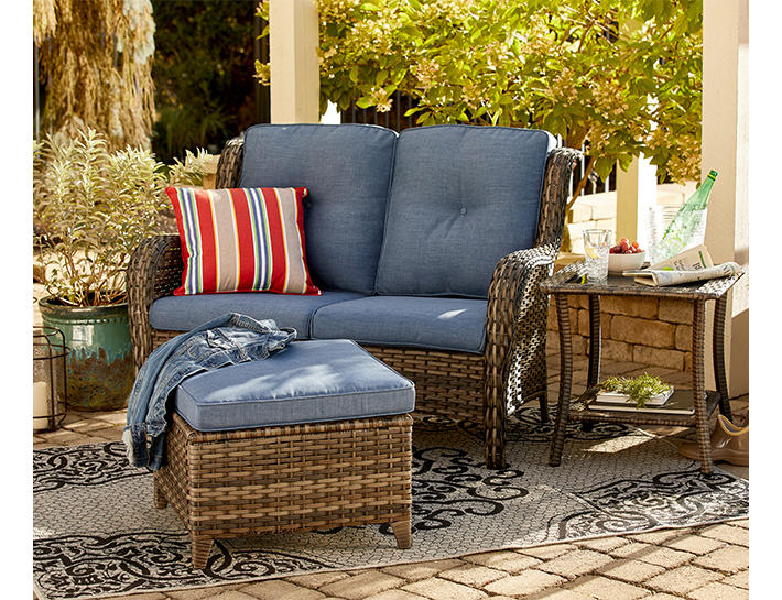 Real Living Oakmont Navy 3-Piece Small Space Cushioned Patio Seating Set