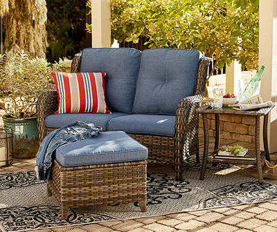 Real Living Oakmont Navy 3-Piece Small Space Cushioned Patio Seating Set