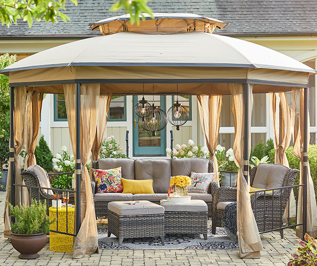 Real Living Oakmont Gray Patio Seating & Jefferies Gazebo Set | Big Lots