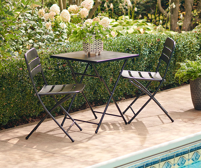 Black 3 Piece Steel Folding Patio Dining Set Big Lots