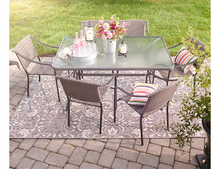 Gray All-Weather Wicker Chair & Rectangular Table Patio Dining Set