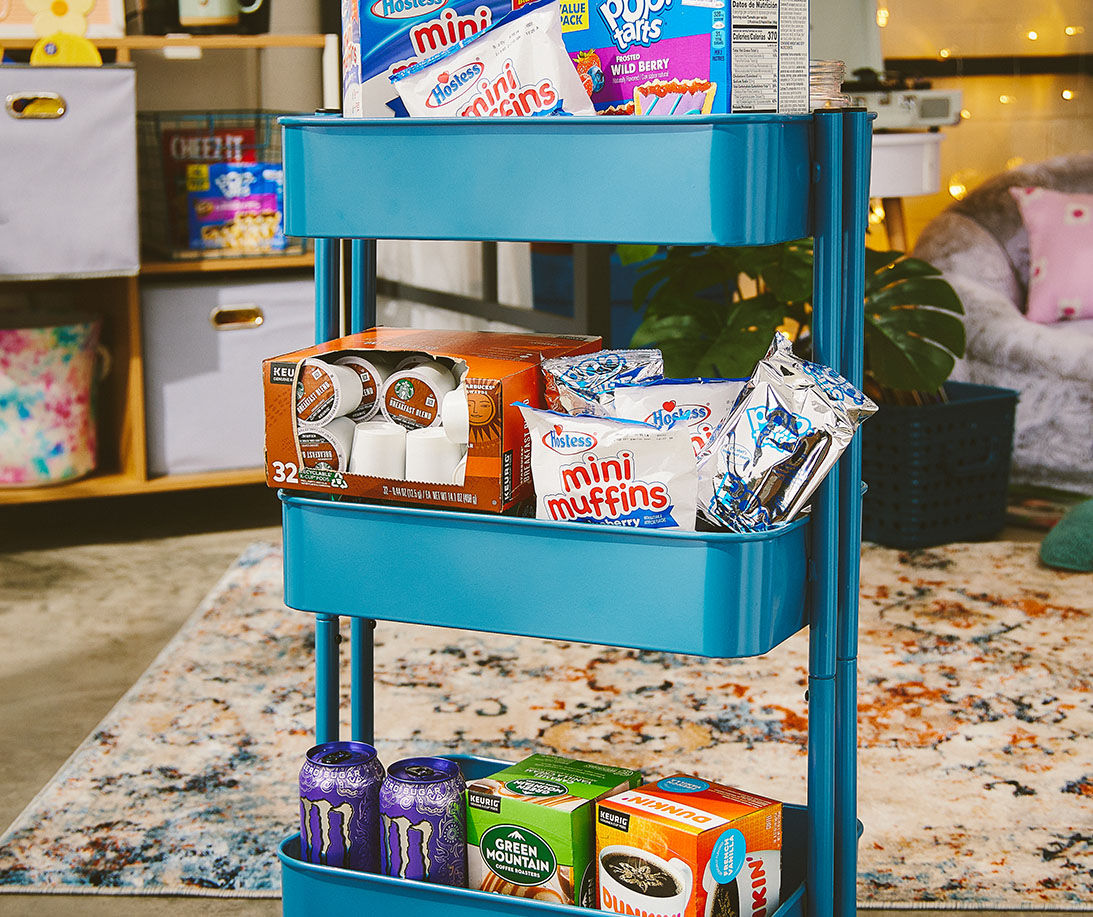Real Living Dorm Essentials Blue 3-Tier Rolling Cart | Big Lots