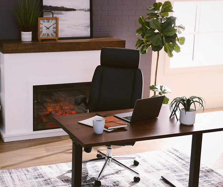 Broyhill Standing Computer Desk, Chair & Fireplace Bundle