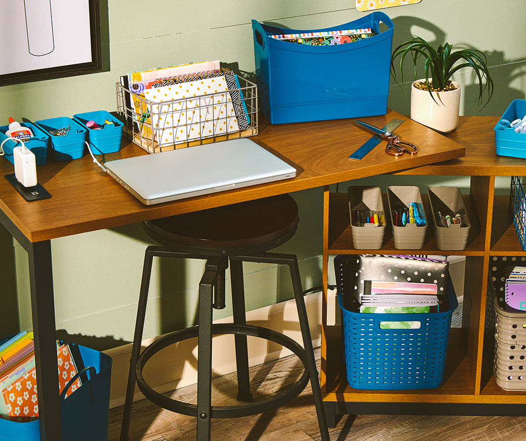 Pivot Desk & Storage Bundle-Blue