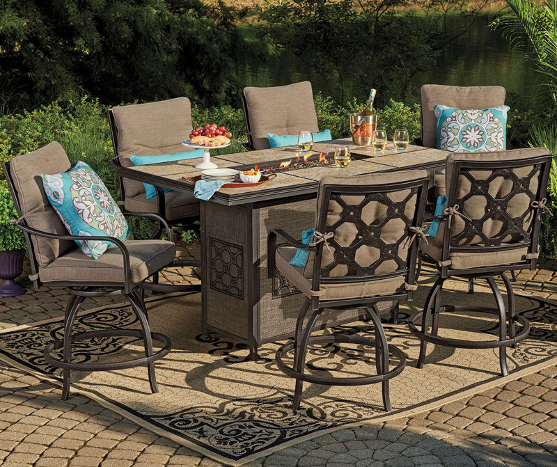 Wilson & fisher ridgewood wood best sale look tile patio dining table