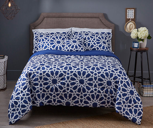 Just Home Spiral Navy Reversible Comforter Sets | Big Lots