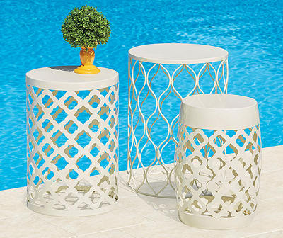 Cream Outdoor Drum Table Collection 
