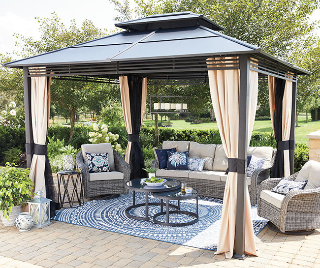 Wilson Fisher Lakewood 5 Piece Patio Furniture Set with Hard Top Gazebo