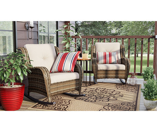 Real Living Oakmont Small Space Patio Rocker Chairs Set