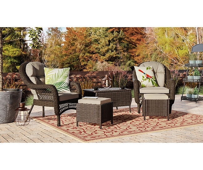 Wilson Fisher Westwood Small Space Patio Seating Chairs Ottomans Coffee Table Set