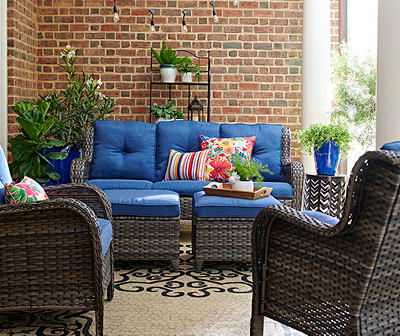 Real Living Oakmont Navy Cushioned Patio Seating Set